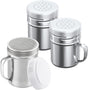 [1-pc] 6 oz Powdered Sugar Shaker Duster + [2-pcs] 6 oz Stainless Steel Salt Pepper Dredge Shakers - All with V1259-DP01-F-522