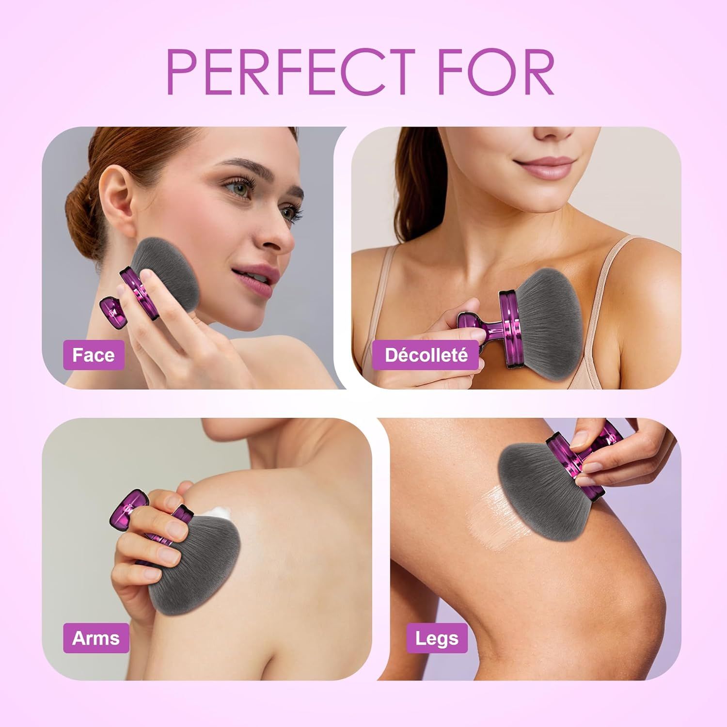Blend & Blur Extra Large Body Makeup Brush or Sel Tanner,Leg Makeup & Bronzer Sel Tan Back Applicator, 76mm V1259-DP01-F-559