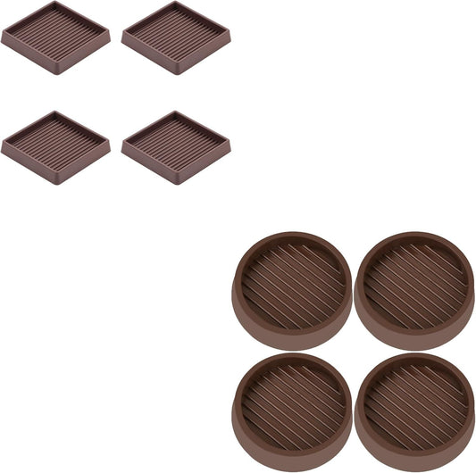2" Round 4 Pack 3" Square 4 Pack Rubber Caster Cups, Non Slip urniture Pads, Anti-Slip Gripper, Anti Skid V1259-DP01-F-568