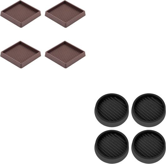 2" Round 4 Pack 3" Square 4 Pack Rubber Caster Cups, Non Slip urniture Pads, Anti-Slip Gripper, Anti Skid V1259-DP01-F-570