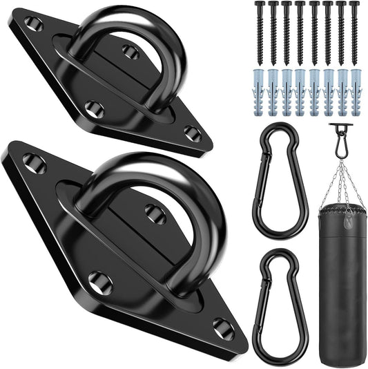Heavy Duty Black Hammock Hooks Screws Bolts Included, Over 1700 lb Rust-Resistant Swing Hook Hardware, M10 V1259-DP01-F-572