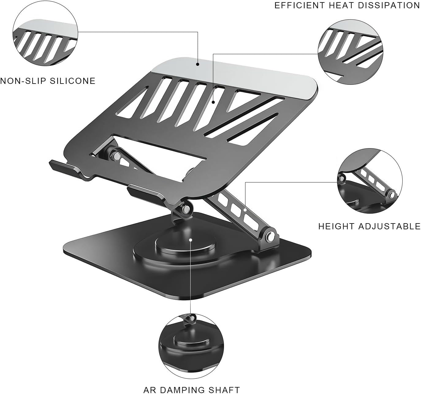 Adjustable Laptop Stand or Desk, Dual oldable Computer Riser with Heat-Vent, Ergonomic Sit to Notebook Holder V1259-DP01-F-574