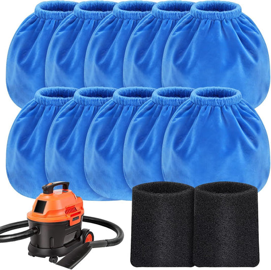 10 Pack VRC2 Cloth ilters or Vacmaster 1.5-3.2 Gallon Wet/Dry Vacuums, Compatible with Armor All 1.5 & 2.5 V1259-DP01-F-579