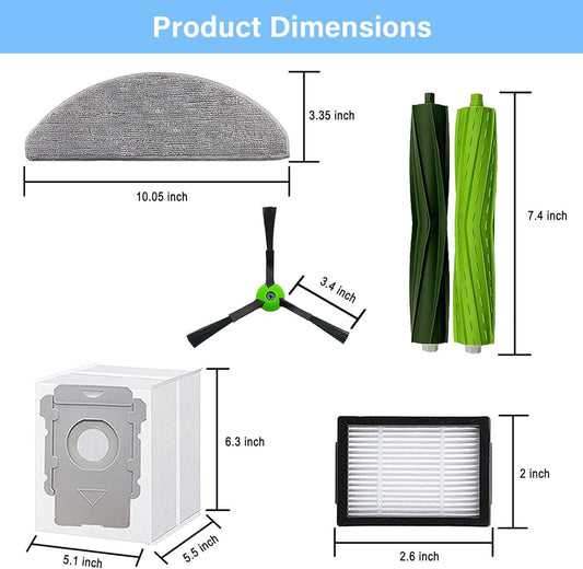 Replacement Parts Accessories or iRobot Roomba Combo i5, i5+, j5, j5+ Robot Vacuum Cleaner, 1 Set o Roller V1259-DP01-F-592
