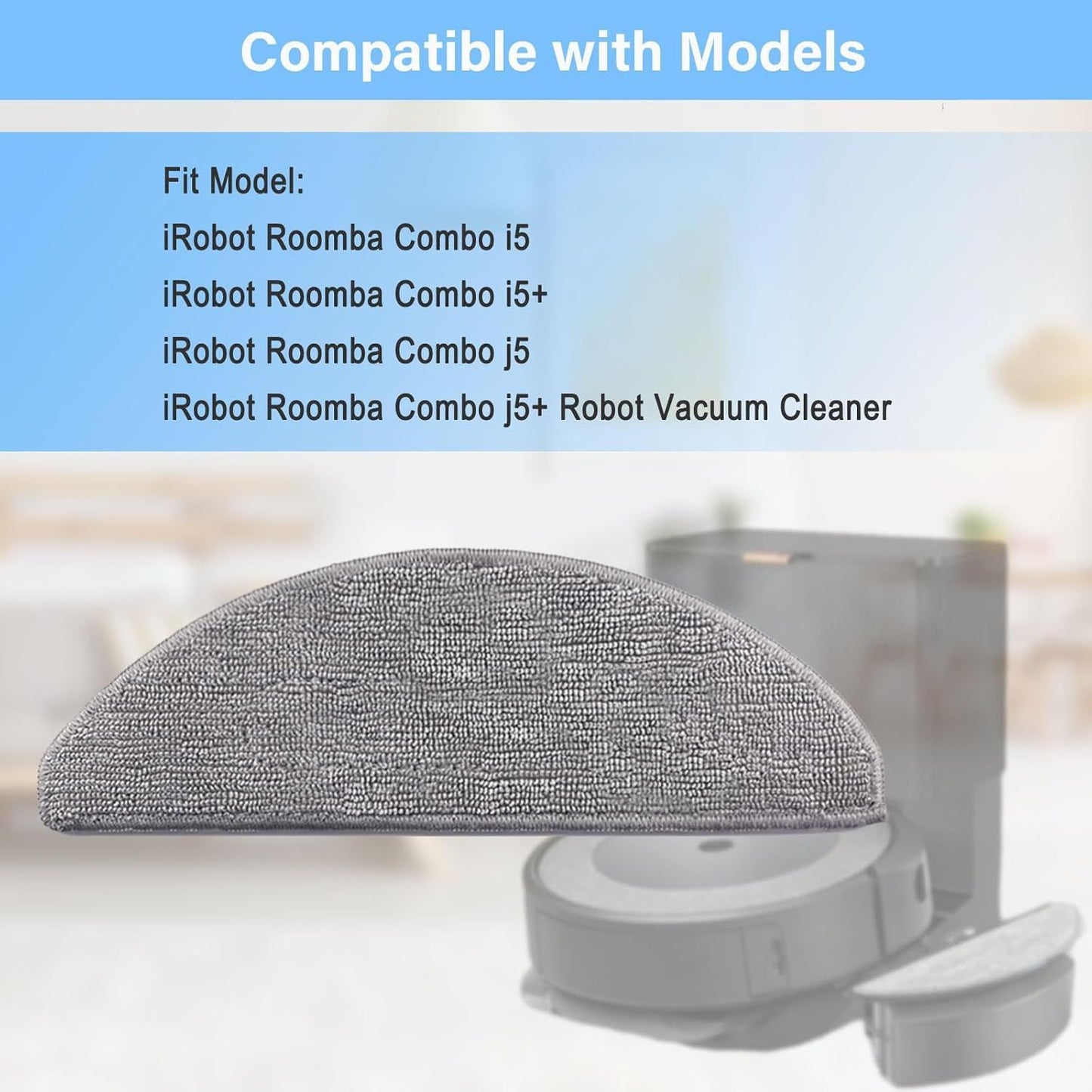 8 Pack i5 Replacement Mop Pads Compatible or iRobot Roomba Combo i5, i5+, j5, j5+ Robot Vacuum Cleaner Mop, 8 V1259-DP01-F-594