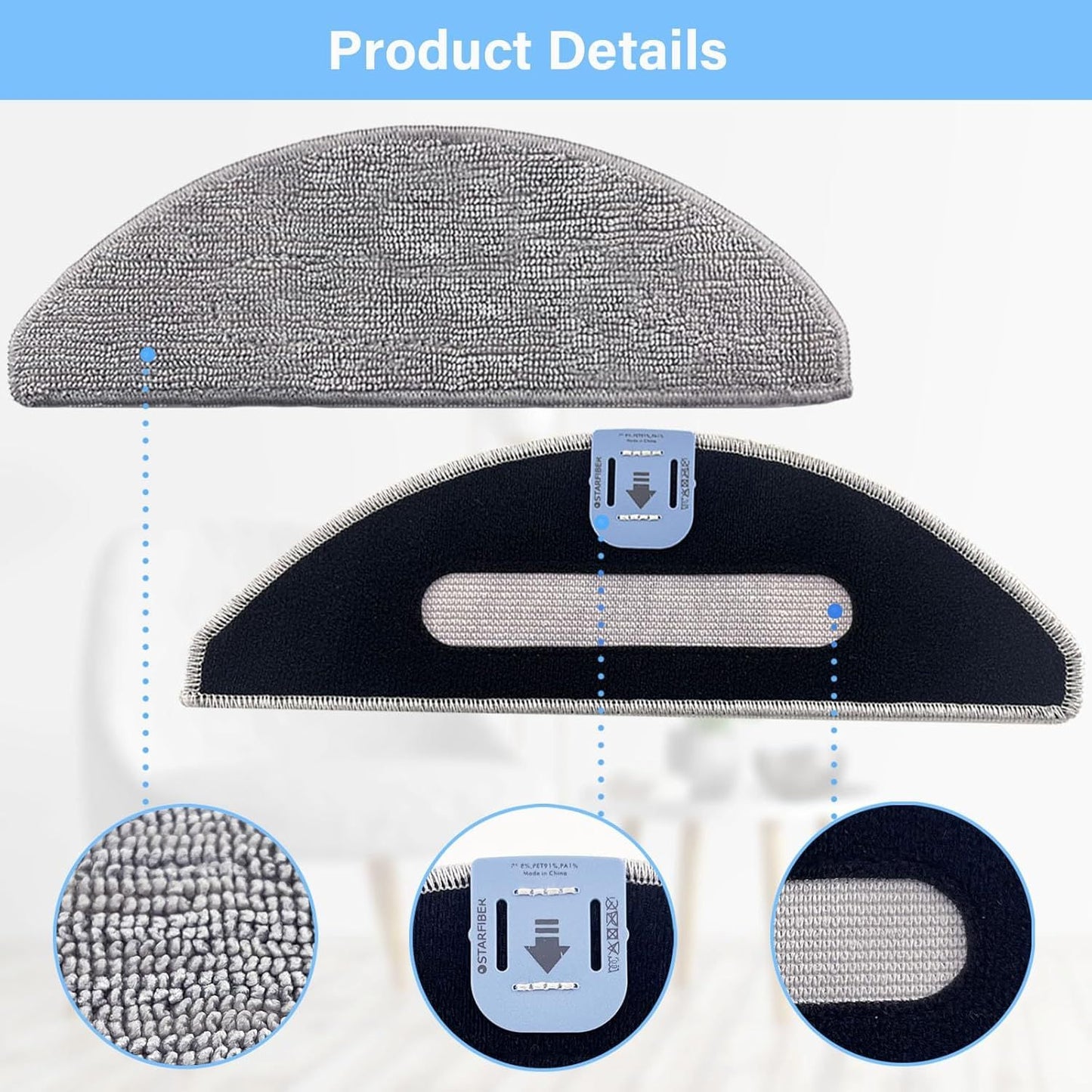 8 Pack i5 Replacement Mop Pads Compatible or iRobot Roomba Combo i5, i5+, j5, j5+ Robot Vacuum Cleaner Mop, 8 V1259-DP01-F-594