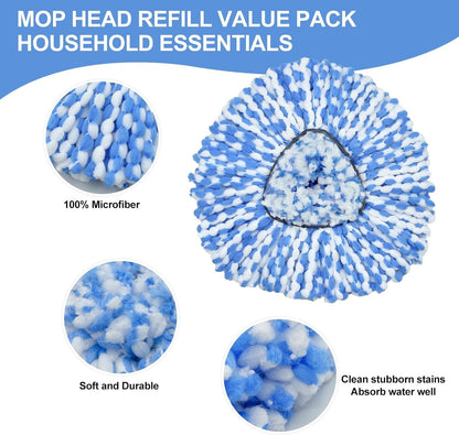 Mop Replace Head, 6 Pack Mop Heads Replacements or Oceda RinseClean 2-Tank System, Spin Mop Replacement Head, V1259-DP01-F-595