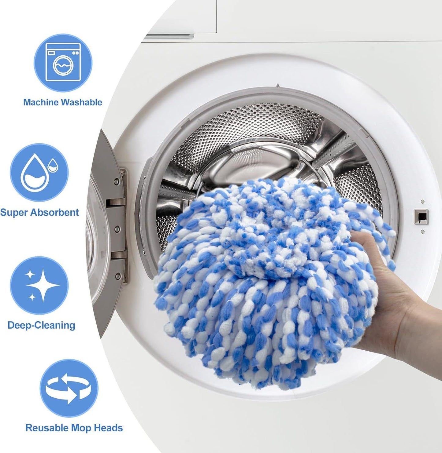 Mop Replace Head, 6 Pack Mop Heads Replacements or Oceda RinseClean 2-Tank System, Spin Mop Replacement Head, V1259-DP01-F-595