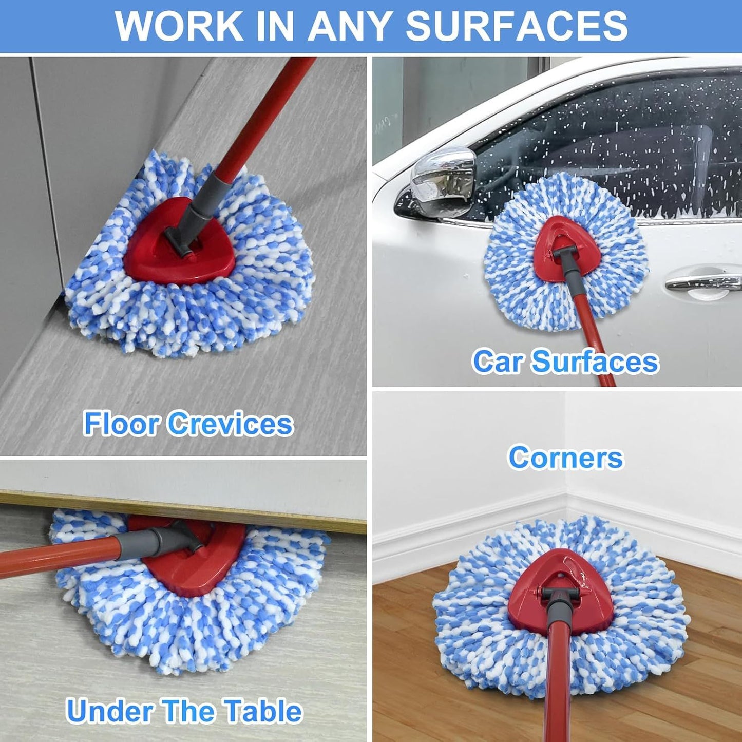 Mop Replace Head, 6 Pack Mop Heads Replacements or Oceda RinseClean 2-Tank System, Spin Mop Replacement Head, V1259-DP01-F-595