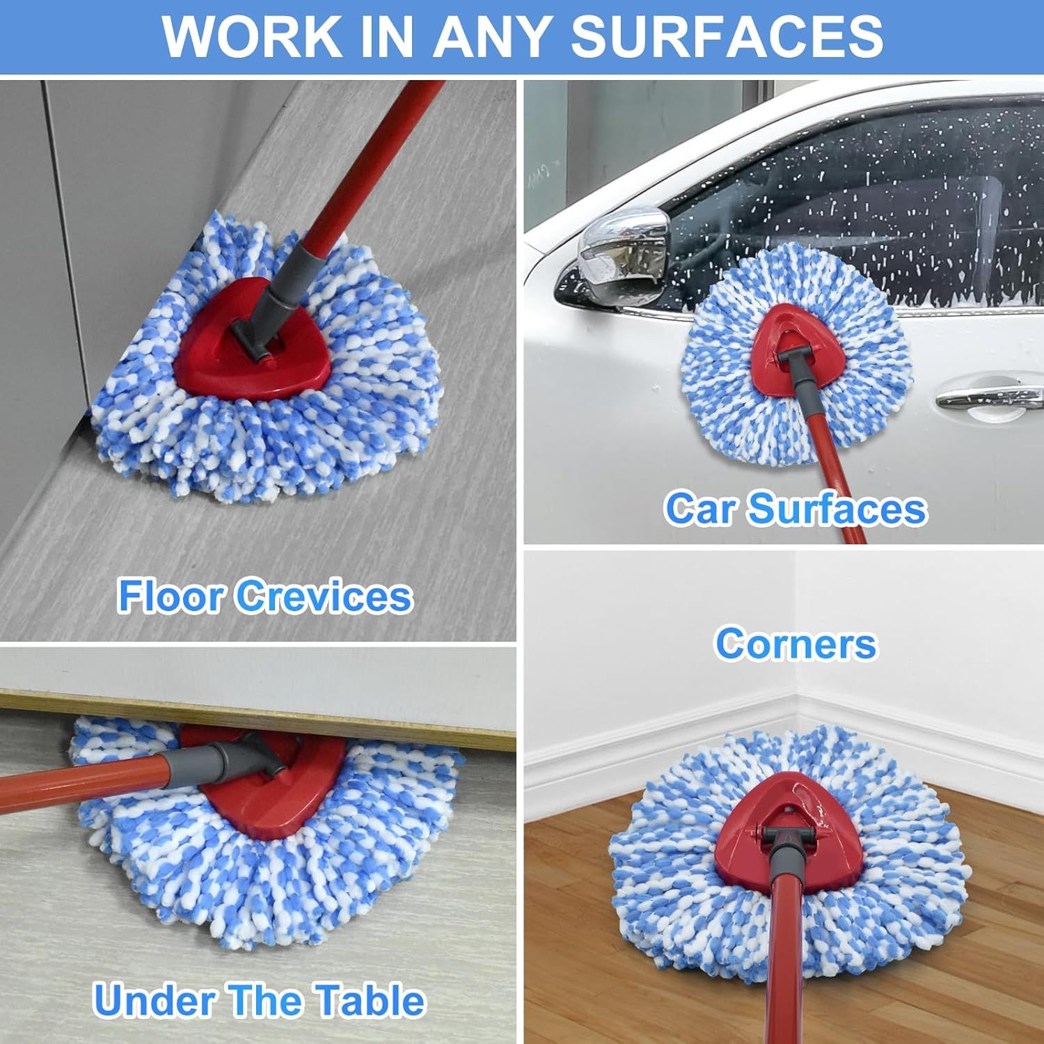 Mop Replace Head, 6 Pack Mop Heads Replacements or Oceda RinseClean 2-Tank System, Spin Mop Replacement Head, V1259-DP01-F-595