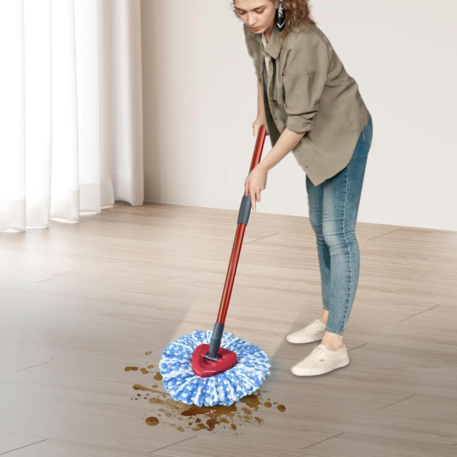 Mop Replace Head, 6 Pack Mop Heads Replacements or Oceda RinseClean 2-Tank System, Spin Mop Replacement Head, V1259-DP01-F-595