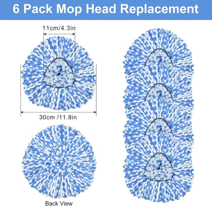 Mop Replace Head, 6 Pack Mop Heads Replacements or Oceda RinseClean 2-Tank System, Spin Mop Replacement Head, V1259-DP01-F-595