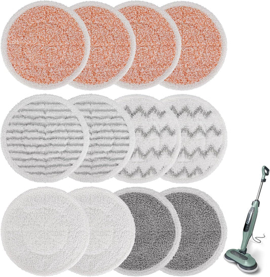 Pads or Shark Steam Scrub Mop: 12 Pack Spin Mop Reills it or Shark S7000 S7001 S7000C S7201 S7000AMZ S8201 V1259-DP01-F-596