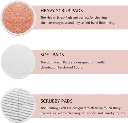 Spinwave Mop Pads Replacement Set Compatible with Bissell Spinwave 2039A 2124: 4 Heavy Scrub Pads, 2 Sot V1259-DP01-F-597