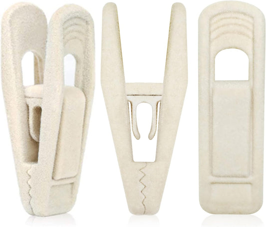 Velvet Hanger Clips for Velvet Hangers - 20 PCS Beige Non-Slip Velvet Clip for Skirt Hanger, Strong Flocking V1259-DP01-F-63