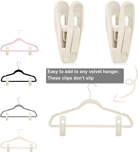 Velvet Hanger Clips for Velvet Hangers - 20 PCS Beige Non-Slip Velvet Clip for Skirt Hanger, Strong Flocking V1259-DP01-F-63
