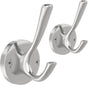 Brushed Nickel Wall Hooks Towel Hooks, 2 Pack Coat Robe Hook Heavy Duty Bathroom Double Hook Wall Mounted, V1259-DP01-F-65