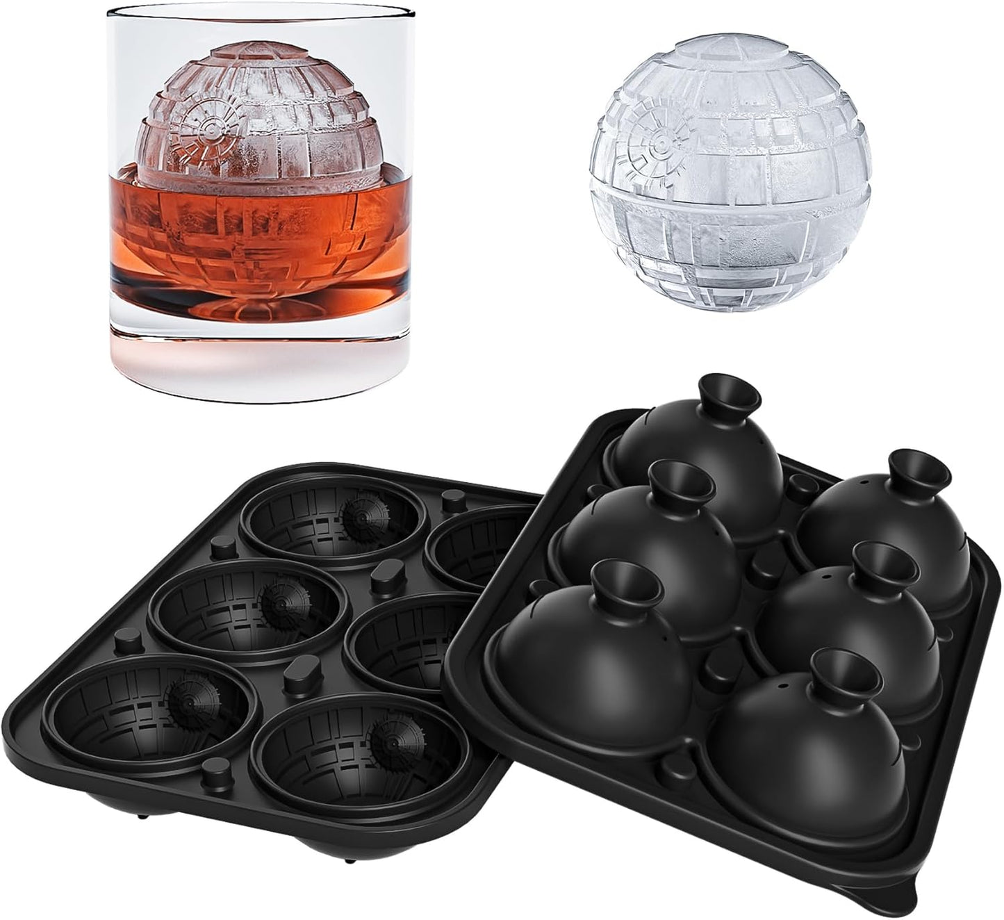 Bangp Large Ice Cube Tray for Whiskey,Sphere Ice Cube Molds, Silicone Ice Ball Maker Mold,Fun Shapes Ice Cube V1259-DP01-F-74