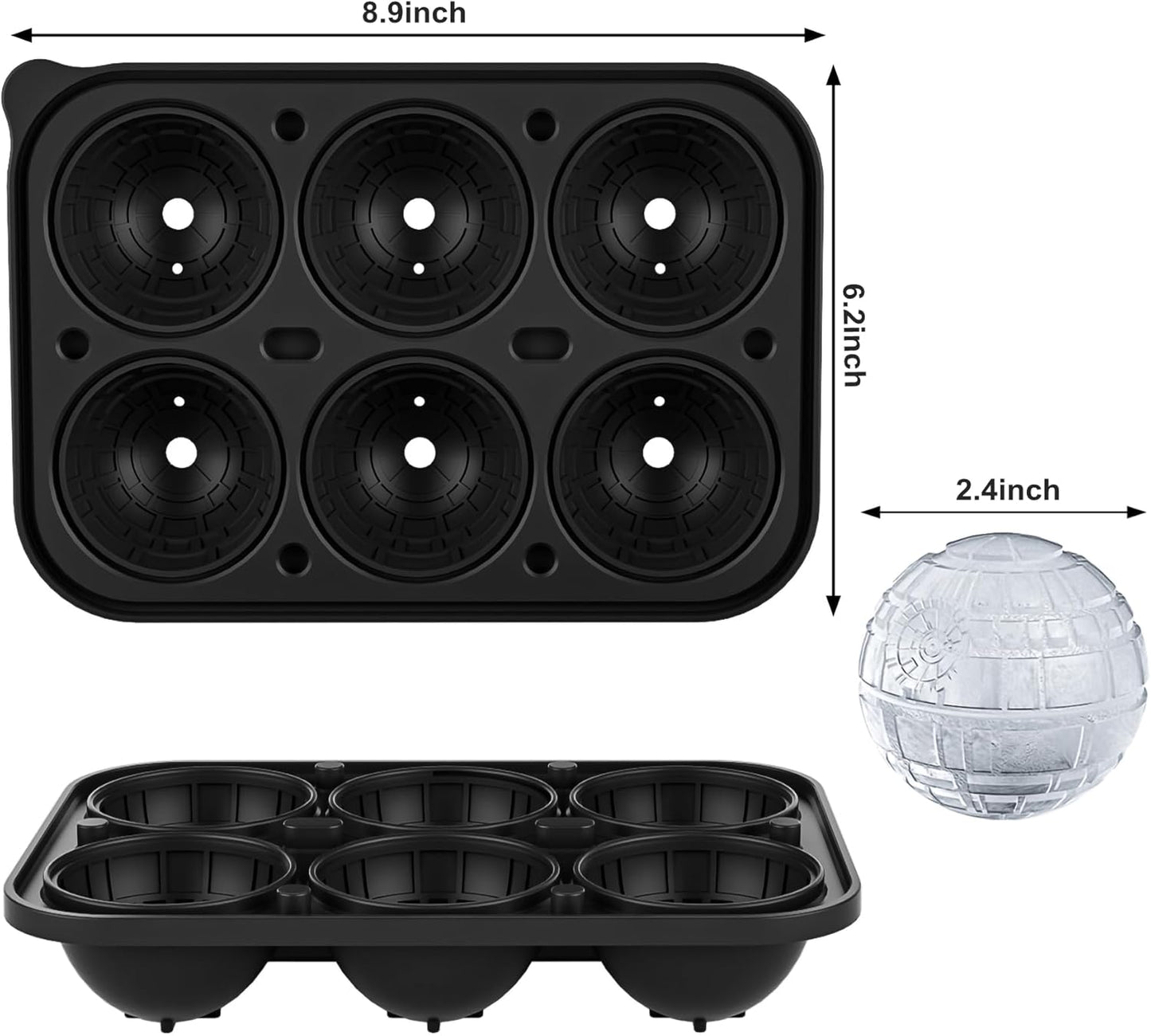 Bangp Large Ice Cube Tray for Whiskey,Sphere Ice Cube Molds, Silicone Ice Ball Maker Mold,Fun Shapes Ice Cube V1259-DP01-F-74