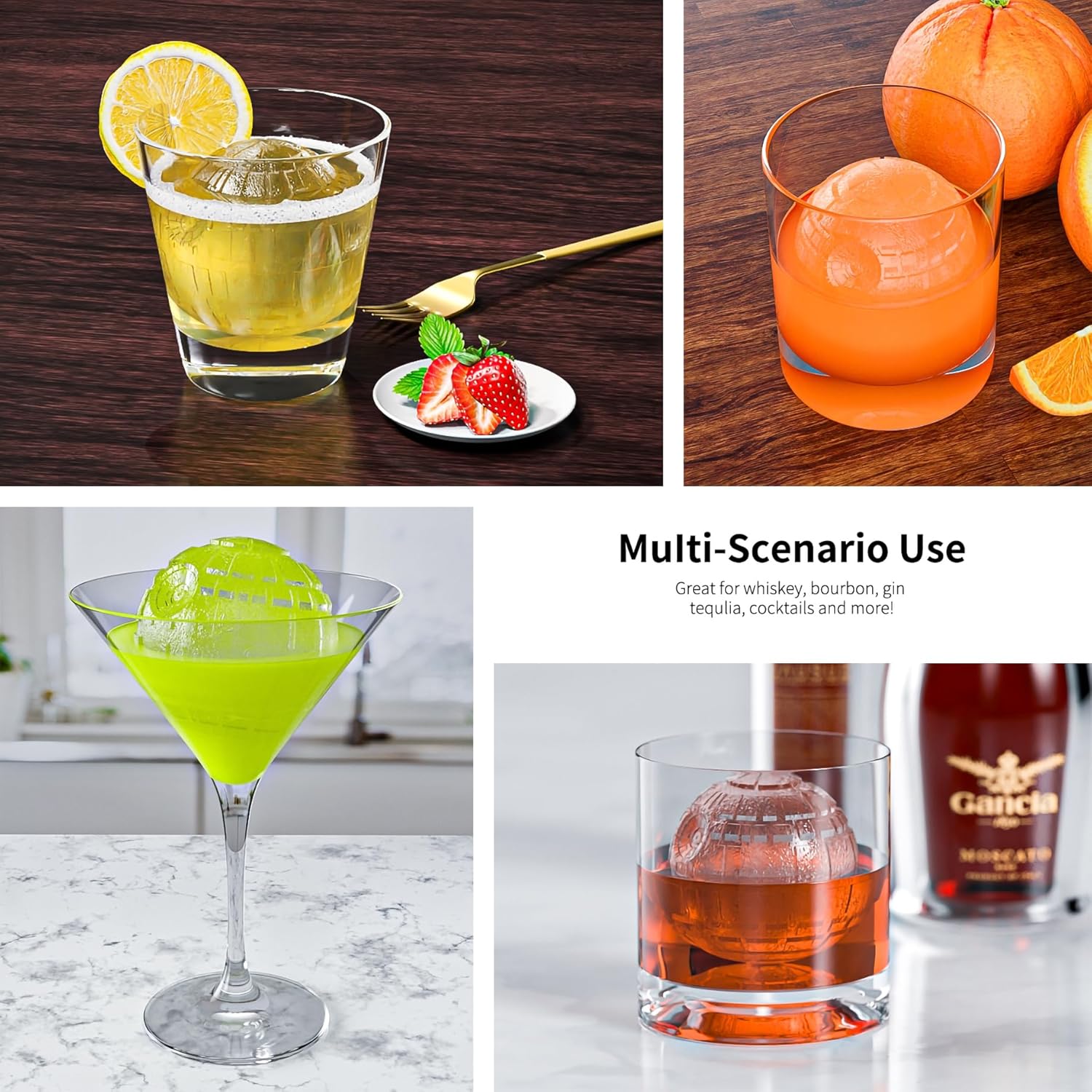 Bangp Large Ice Cube Tray for Whiskey,Sphere Ice Cube Molds, Silicone Ice Ball Maker Mold,Fun Shapes Ice Cube V1259-DP01-F-74