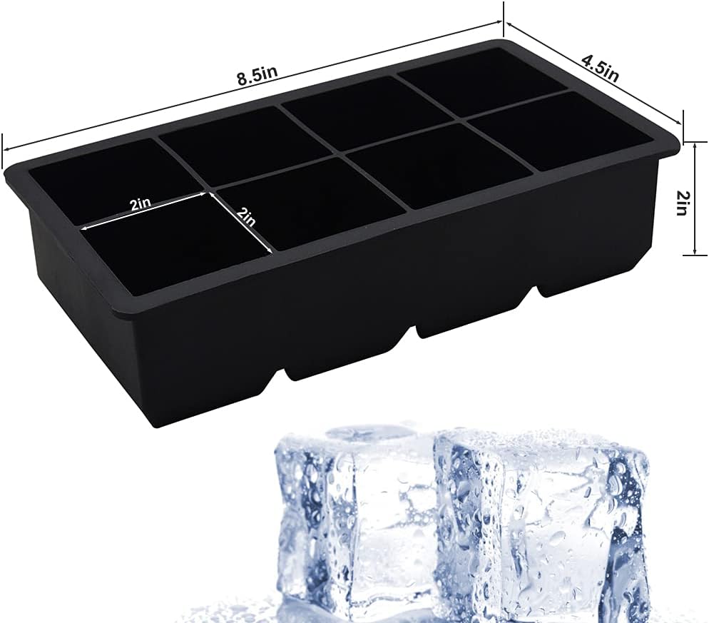 Bangp 2 PACK Large Ice Cube Trays and 4 PACK Baseball Ice Cube Molds,Create 16 2inch Square Ice Cubes and 4 V1259-DP01-F-81