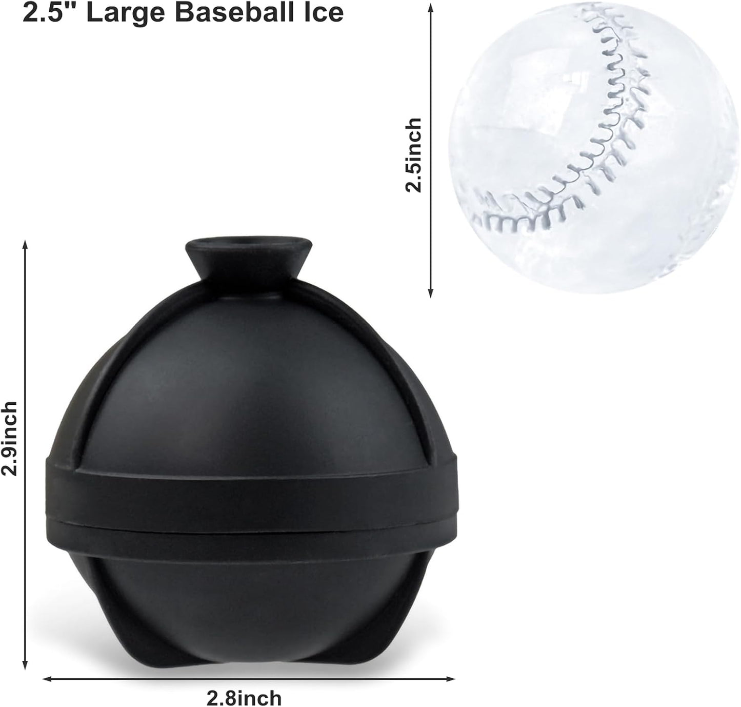 Bangp 2 PACK Large Ice Cube Trays and 4 PACK Baseball Ice Cube Molds,Create 16 2inch Square Ice Cubes and 4 V1259-DP01-F-81