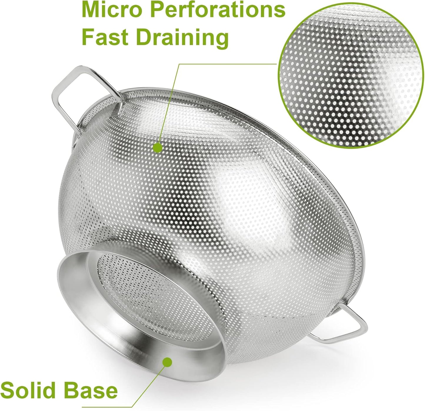 Colander Stainless Steel 3-Quart, Strainer for Kitchen Food, Dishwasher Safe V1259-DP01-F-83