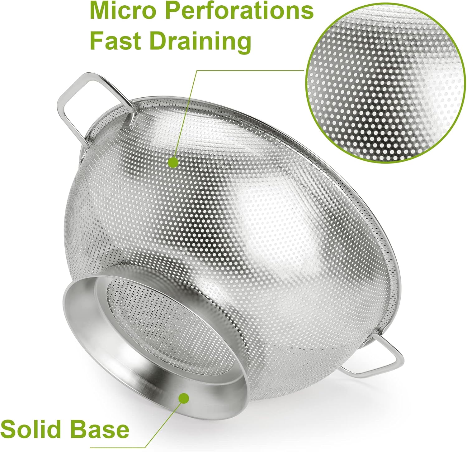 Colander Stainless Steel 3-Quart, Strainer for Kitchen Food, Dishwasher Safe V1259-DP01-F-83