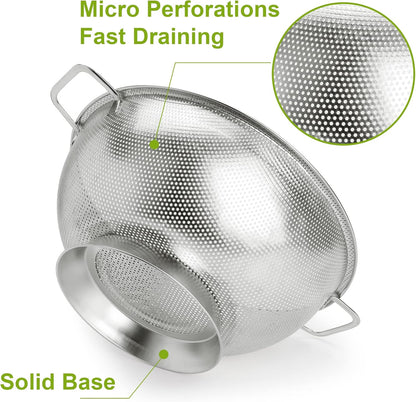 Colander Stainless Steel 3-Quart, Strainer for Kitchen Food, Dishwasher Safe V1259-DP01-F-83