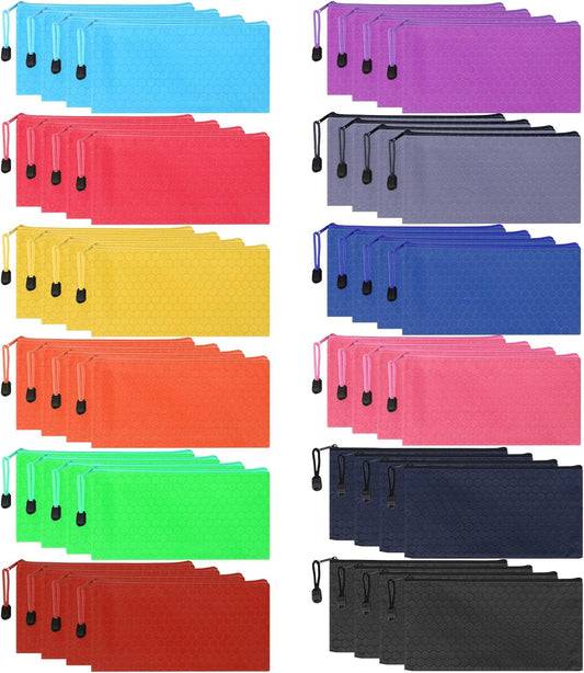 48pcs Pencil Pouch Bulk,Zipper Pouches,Waterproof Pencil Bags, Small Organizing Bags in 12 Colors for V1259-DP01-F-94