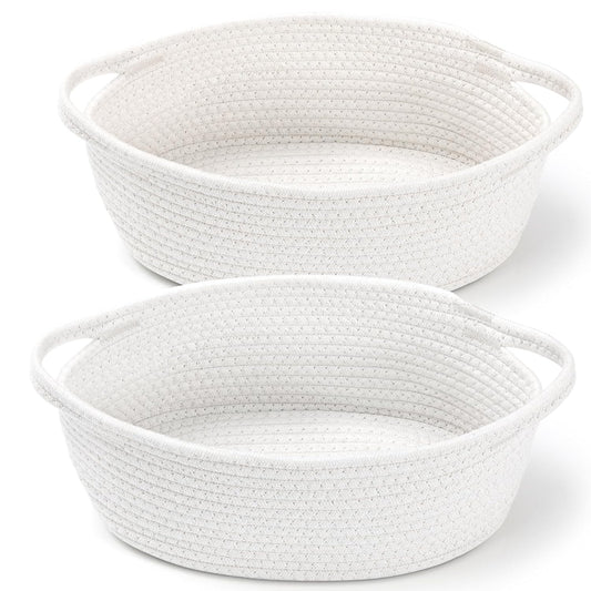 2 Pack Small Woven Basket with Gift Bags and Ribbons, Empty Decorative Gift Chest Box, Cute Baby Gift Basket V1259-DP01-F-99