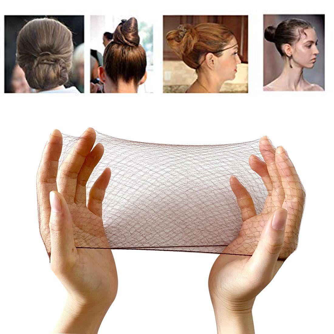 50PCS Hair Nets Invisible Elastic Edge Mesh Bun Hair Nets for Ballet Dance 20" Brown V1259-DP01-G-00003