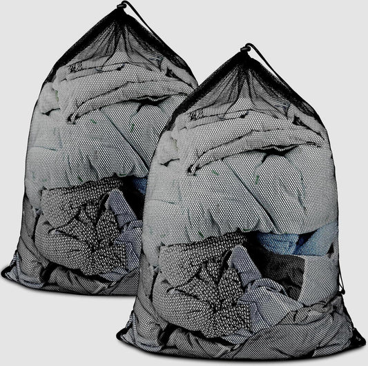 2 Pack Large Mesh Laundry Bags, 24" x 36" Heavy Duty Strong Drawstring Dirty Clothes Bags with Soft V1259-DP01-G-00012