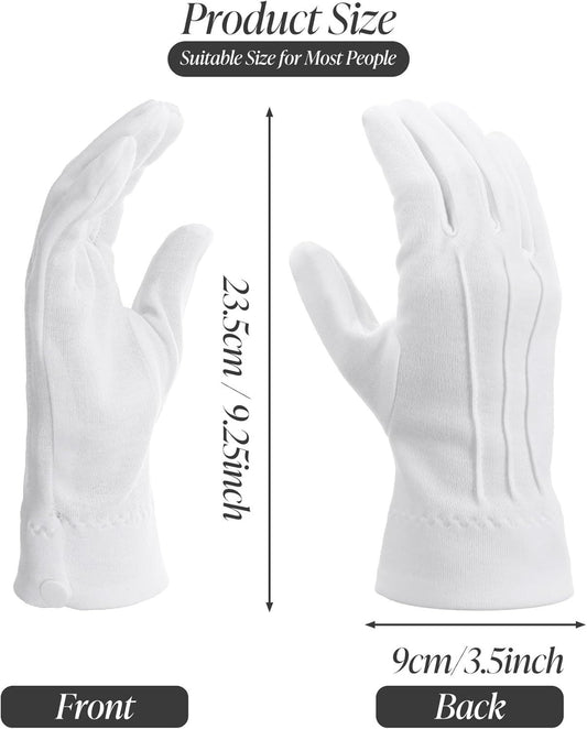 2 Pair White Gloves Men, White Cotton Gloves Santa Butler Marching Band Costume for Men, Perfect for Magician V1259-DP01-G-00015