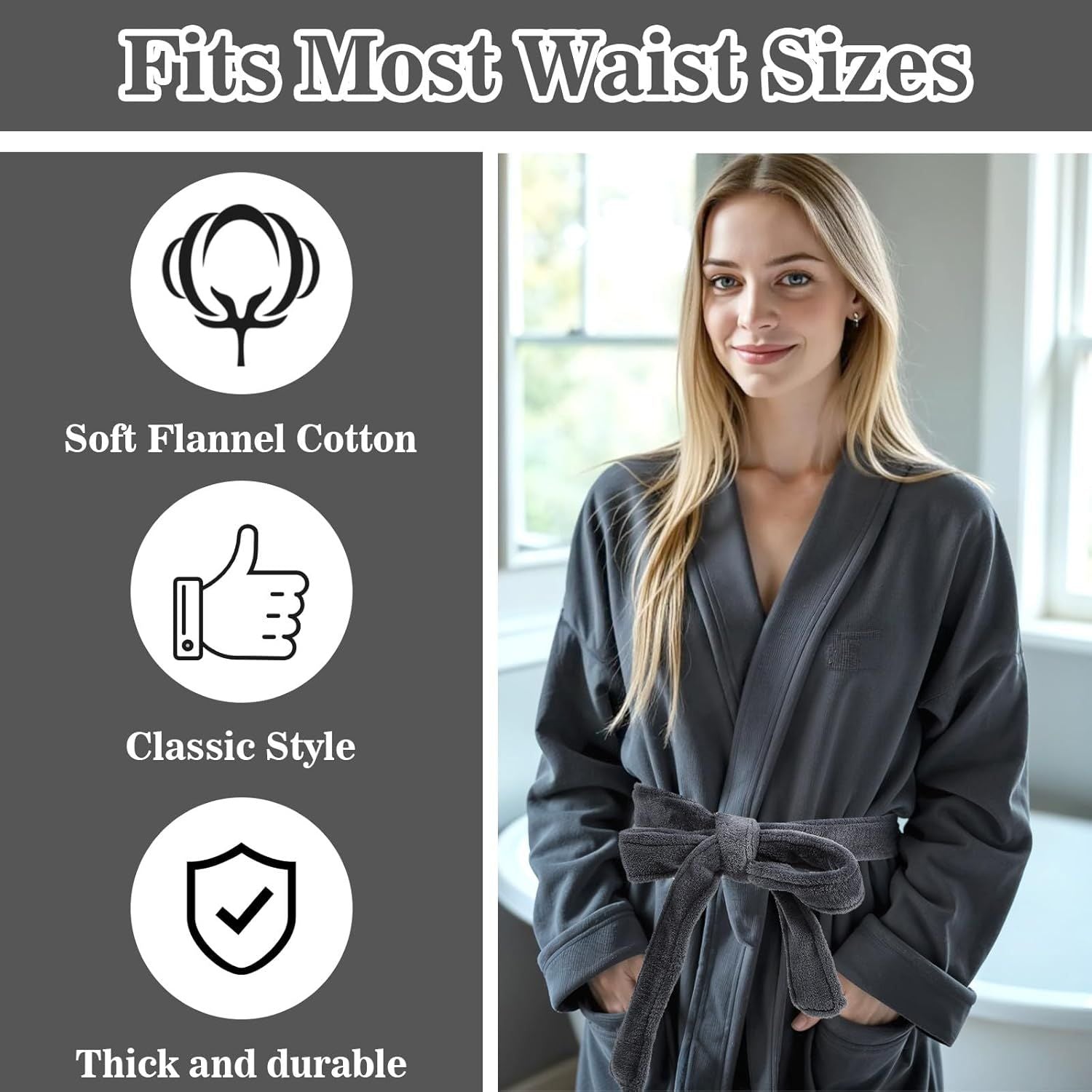 67 Inch Robe Tie Replacement, Reusable & Easy to Clean Robe Belt Replacement for Travel Hotel Home Women Men V1259-DP01-G-00024