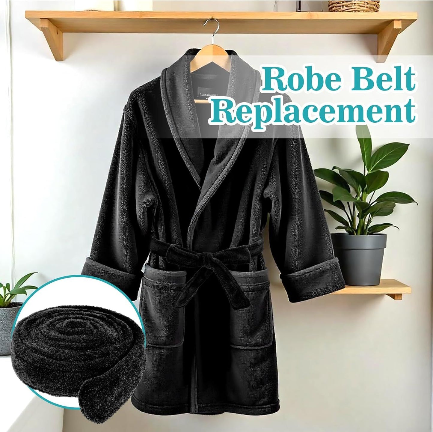 Robe Belt, Reusable Robe Tie, Soft Adjustable Design & Machine Washable for Bathrobe, Hotel & Home Use, V1259-DP01-G-00028
