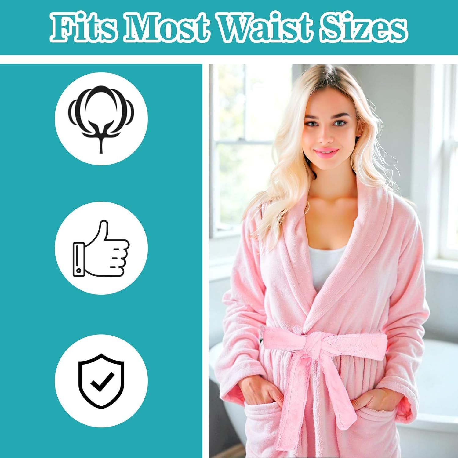 Reusable Robe Belt, 66.9 in Robe Tie for Unisex, Travel Home Hotel Spa, Sleep, (Pink, Adjustable) V1259-DP01-G-00033