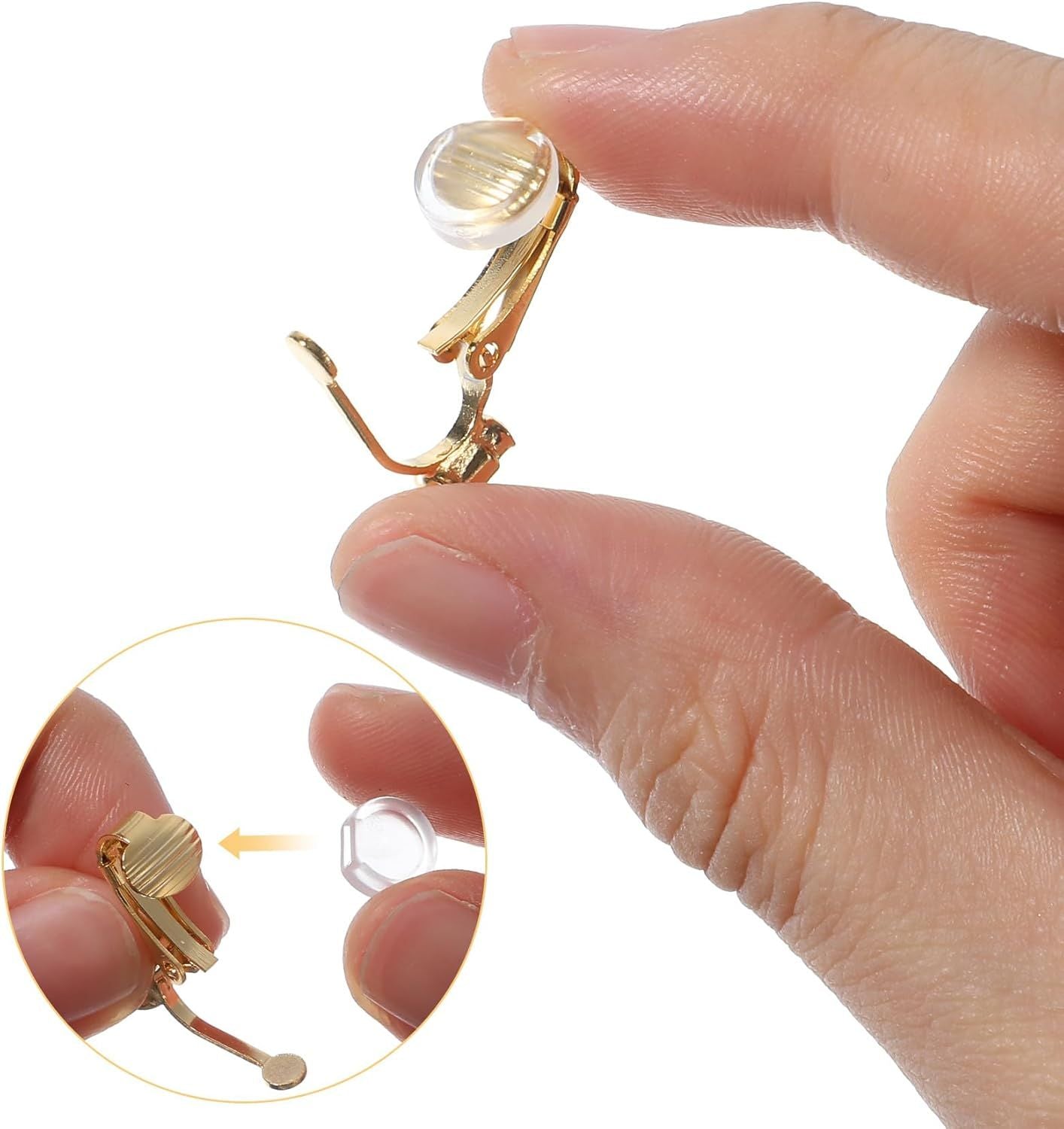 10PCS Earring Converters, Clip on Earring Converter with 6 Silicone Pads for Non-Pierced Ears, (Silver & Gold) V1259-DP01-G-00041