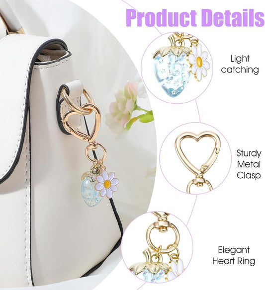 Strawberry Purse Charm, 4 Pcs Strawberry Keychain Charm for Girls Handbag (4 Colors, 2.83 Inch) V1259-DP01-G-00043