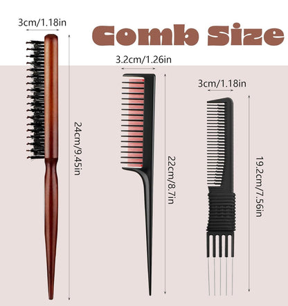 Teasing Combs for Women, 3 Pcs Hair Teasing Comb, Teaser Comb for Women Fine Hair, Slick Back, Volume, V1259-DP01-G-00044