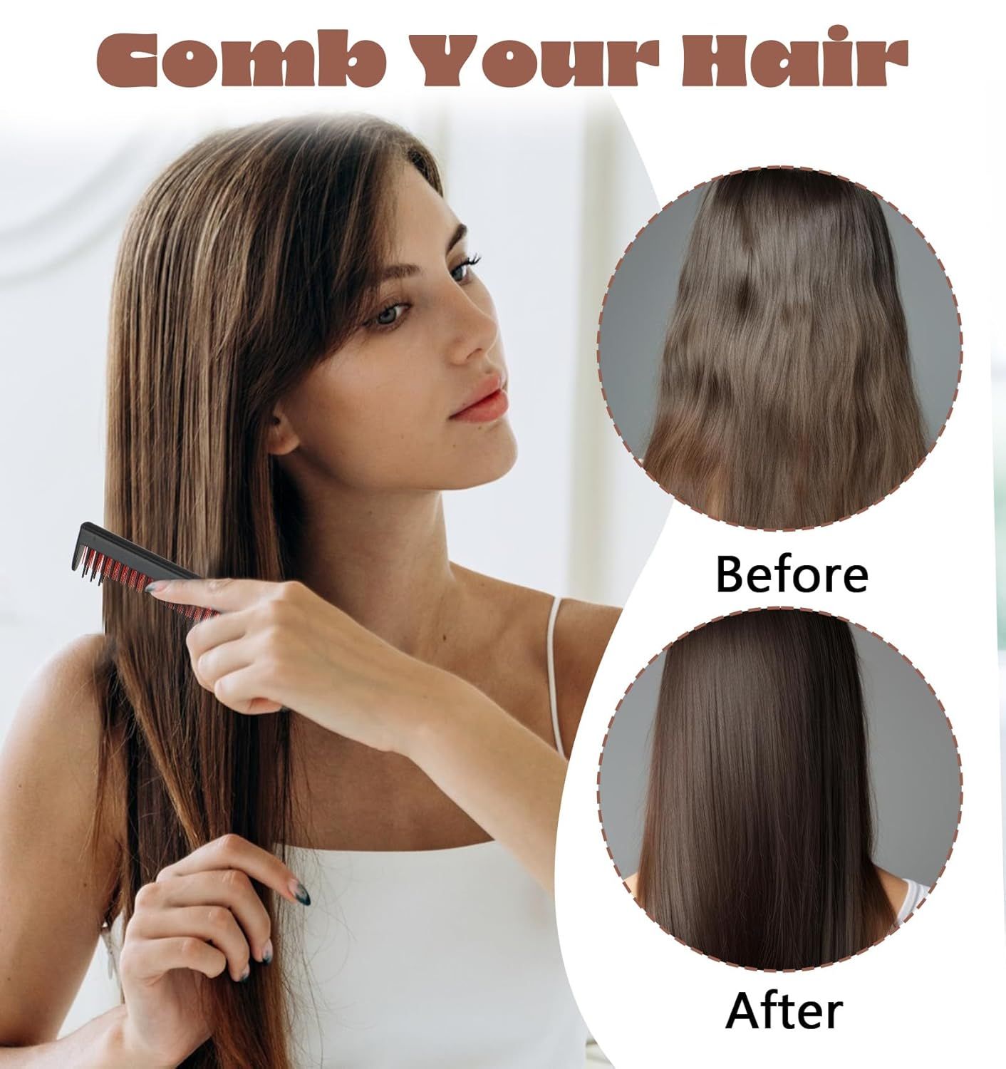 Teasing Combs for Women, 3 Pcs Hair Teasing Comb, Teaser Comb for Women Fine Hair, Slick Back, Volume, V1259-DP01-G-00044