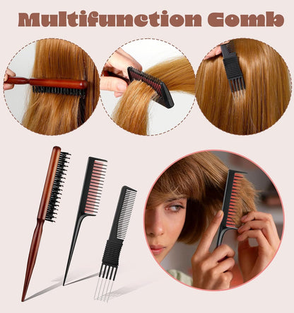 Teasing Combs for Women, 3 Pcs Hair Teasing Comb, Teaser Comb for Women Fine Hair, Slick Back, Volume, V1259-DP01-G-00044