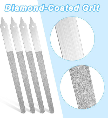 4PCS Diamond Dust Nail File, 6 inch Stainless Steel Diamond Nail File for Salon Home V1259-DP01-G-00046