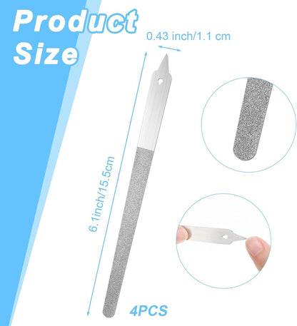 4PCS Diamond Dust Nail File, 6 inch Stainless Steel Diamond Nail File for Salon Home V1259-DP01-G-00046