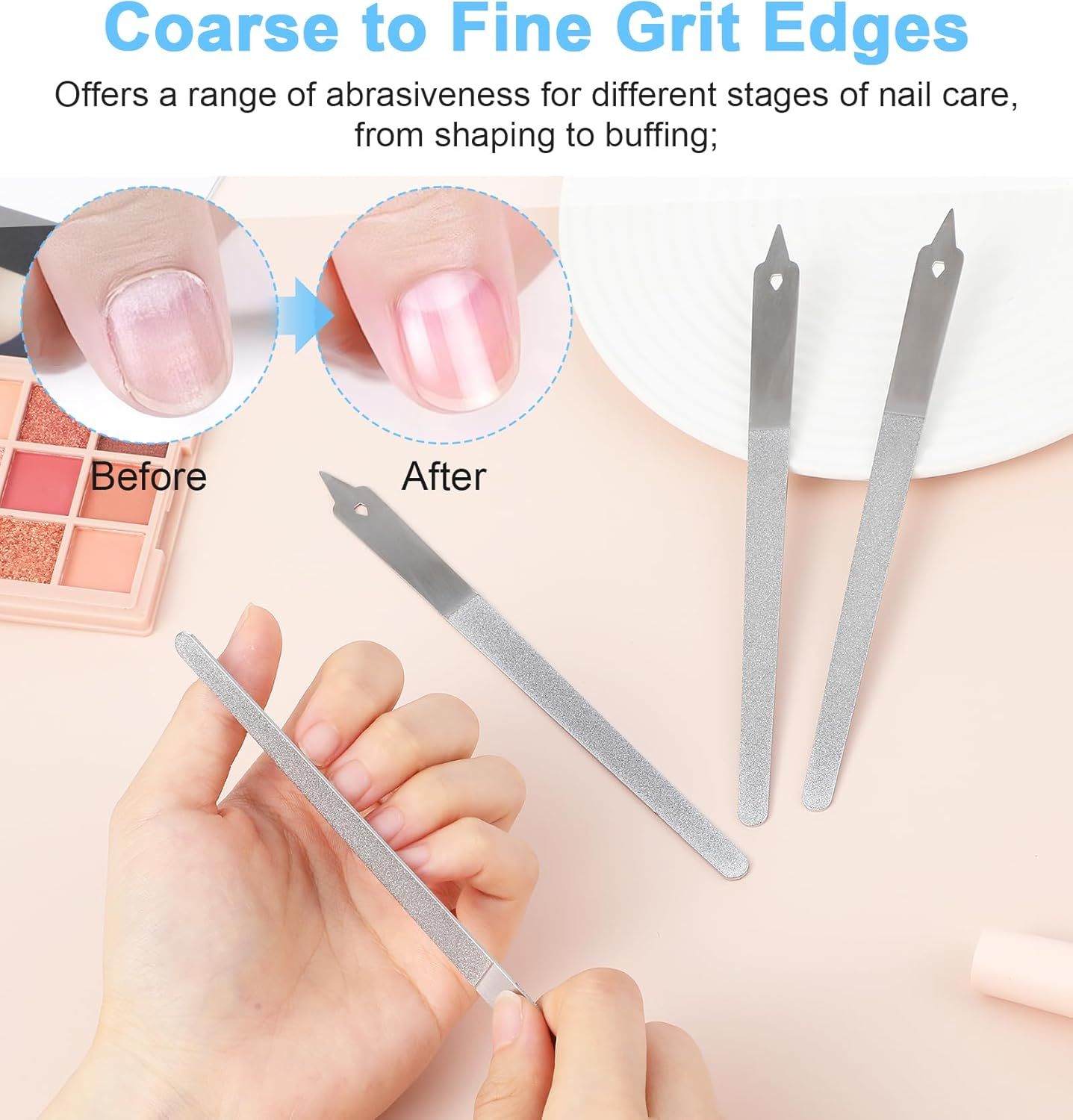 4PCS Diamond Dust Nail File, 6 inch Stainless Steel Diamond Nail File for Salon Home V1259-DP01-G-00046