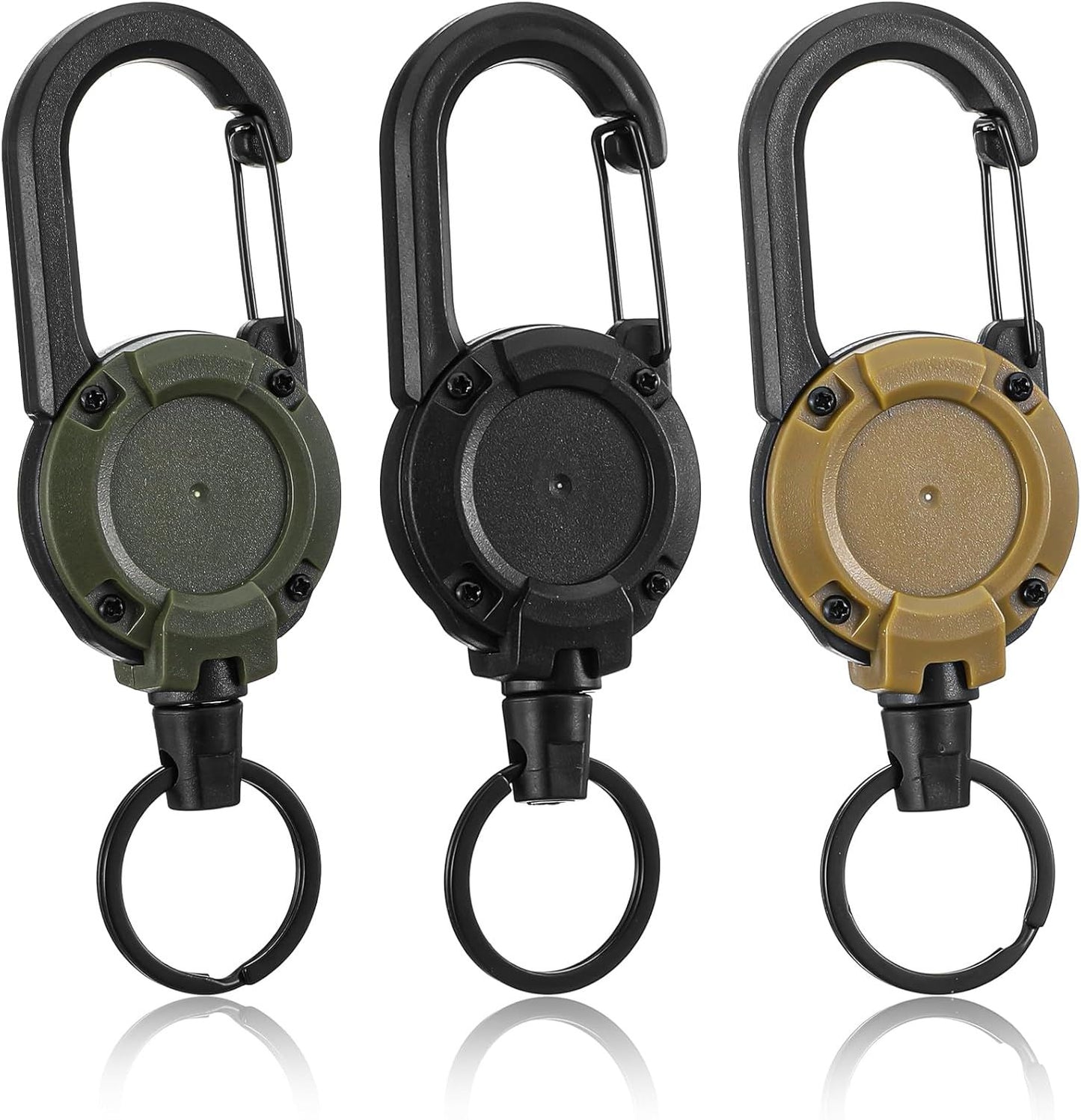 3 Pack Retractable Key Chain, Retractable Keychain Heavy Duty ID Badge Reel with Keys Ring, Keys Holder for V1259-DP01-G-00047