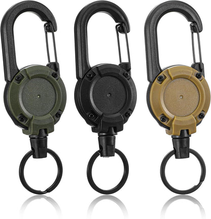 3 Pack Retractable Key Chain, Retractable Keychain Heavy Duty ID Badge Reel with Keys Ring, Keys Holder for V1259-DP01-G-00047