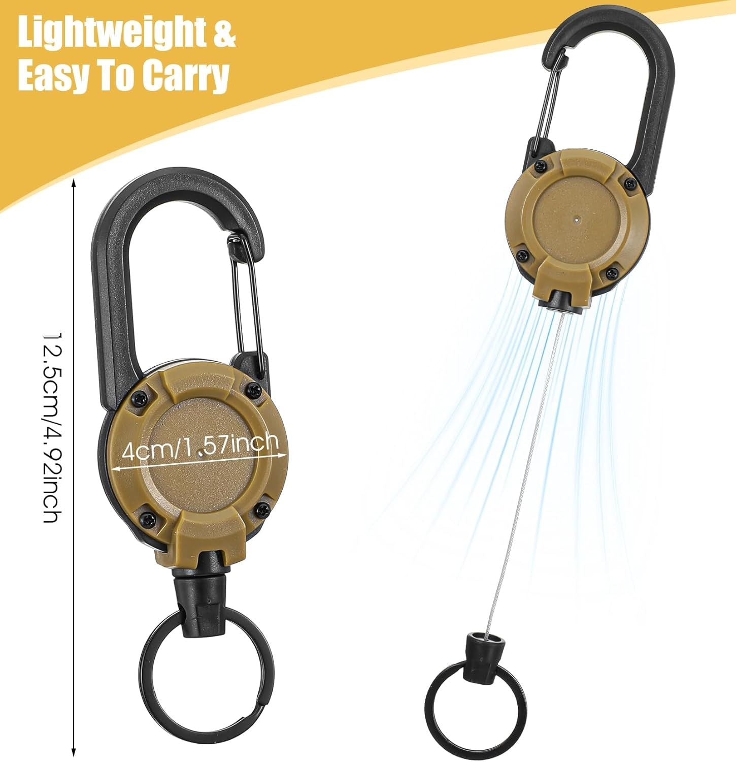 3 Pack Retractable Key Chain, Retractable Keychain Heavy Duty ID Badge Reel with Keys Ring, Keys Holder for V1259-DP01-G-00047