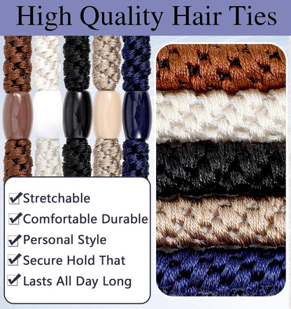Mens Hair Ties, 10 Pack Hair Ties for Men Guys with Smooth Beads (Multicolor) V1259-DP01-G-00048