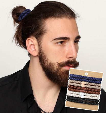 Mens Hair Ties, 10 Pack Hair Ties for Men Guys with Smooth Beads (Multicolor) V1259-DP01-G-00048